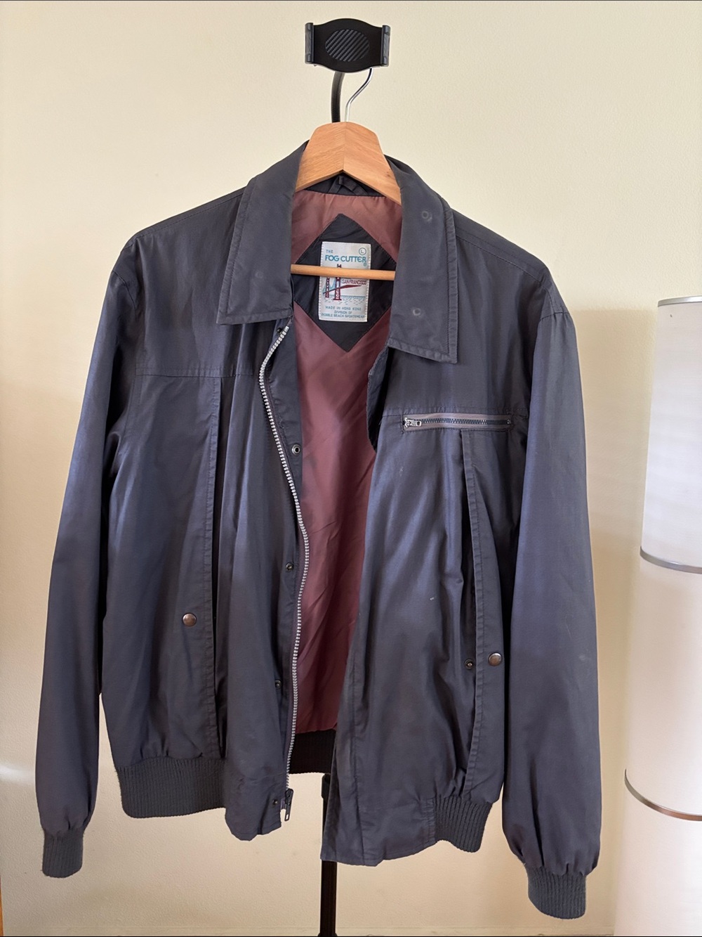 Vintage Men's Black Bomber Jacket - The Fog Cutter size L
